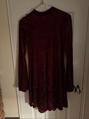 Old Navy Burgundy Velvet Flared Mini Dress